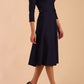 Model wearing diva catwalk Gresham 3/4 Sleeve Knee Length A-Line Dress in Navy Blue side