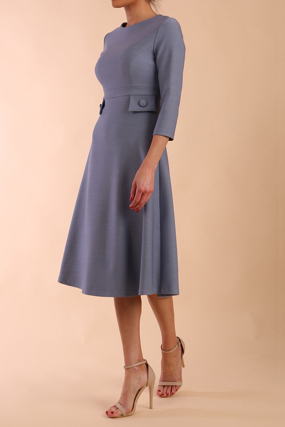 Steel blue knee outlet length dress