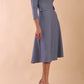Model wearing diva catwalk Gresham 3/4 Sleeve Knee Length A-Line Dress in Steel Blue side