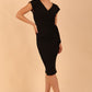 Model wearing diva catwalk Syon Short Sleeved Pencil Dress with tie detail at the waist area in black colour front