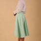 model wearing diva catwalk Zephyra Faux Leather Full Drape Skirt in Mint green colour
