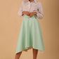 model wearing diva catwalk Zephyra Faux Leather Full Drape Skirt in Mint green colour