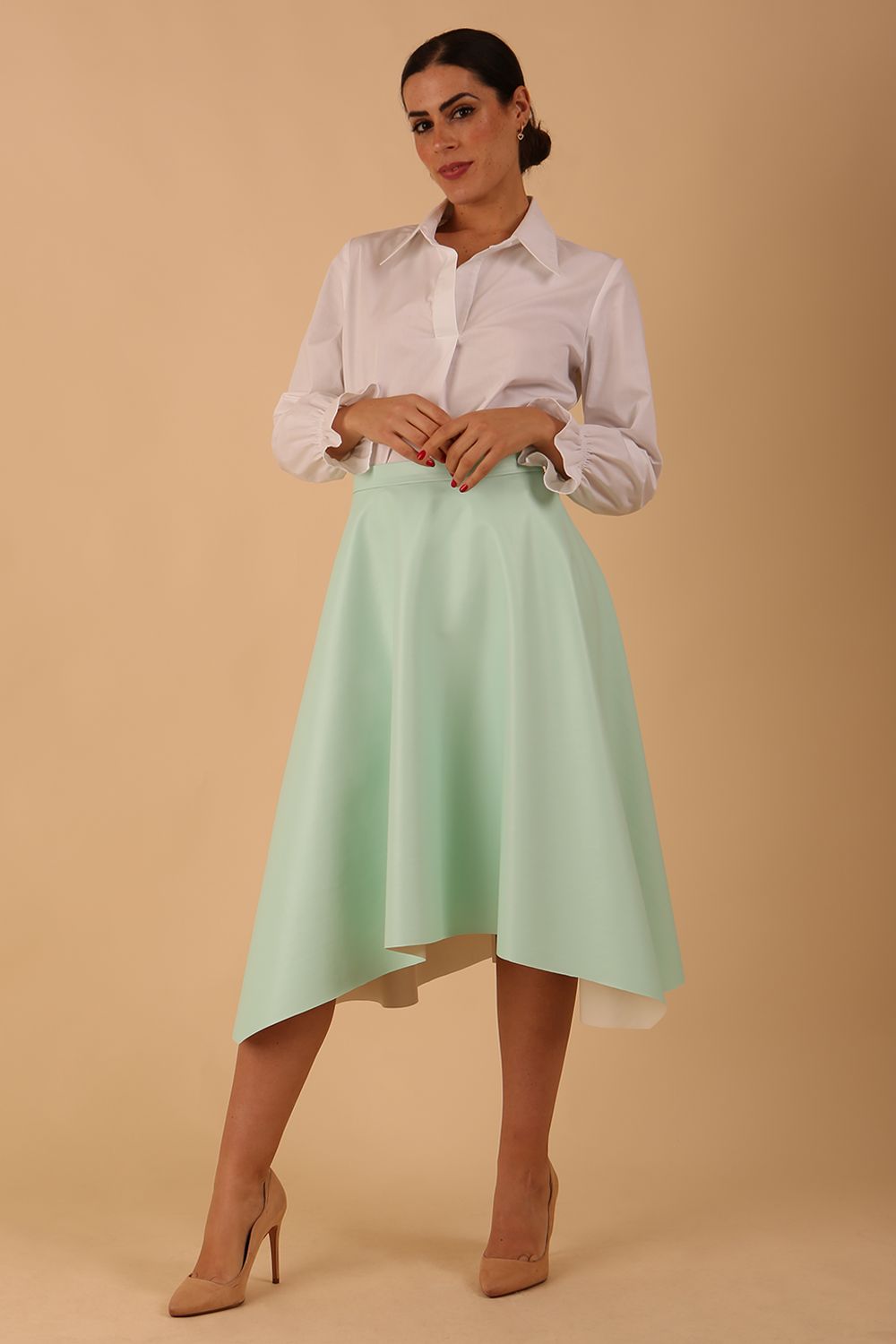 (PRE-ORDER) Zephyra Faux Leather Full Drape Skirt