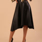 model wearing diva catwalk Zephyra Faux Leather Full Drape Skirt in black colour