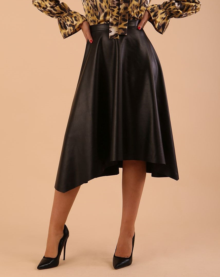 Zephyra Faux Leather Full Drape Skirt