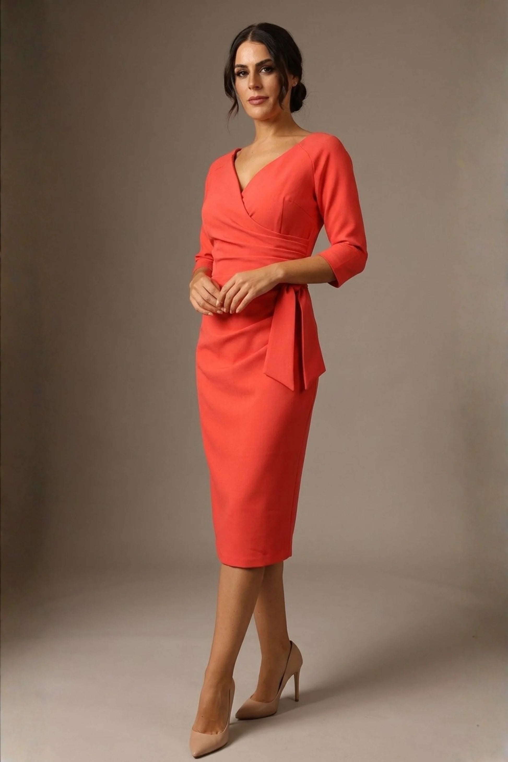 Bronwen 3/4 sleeved Tie Pencil Dress 