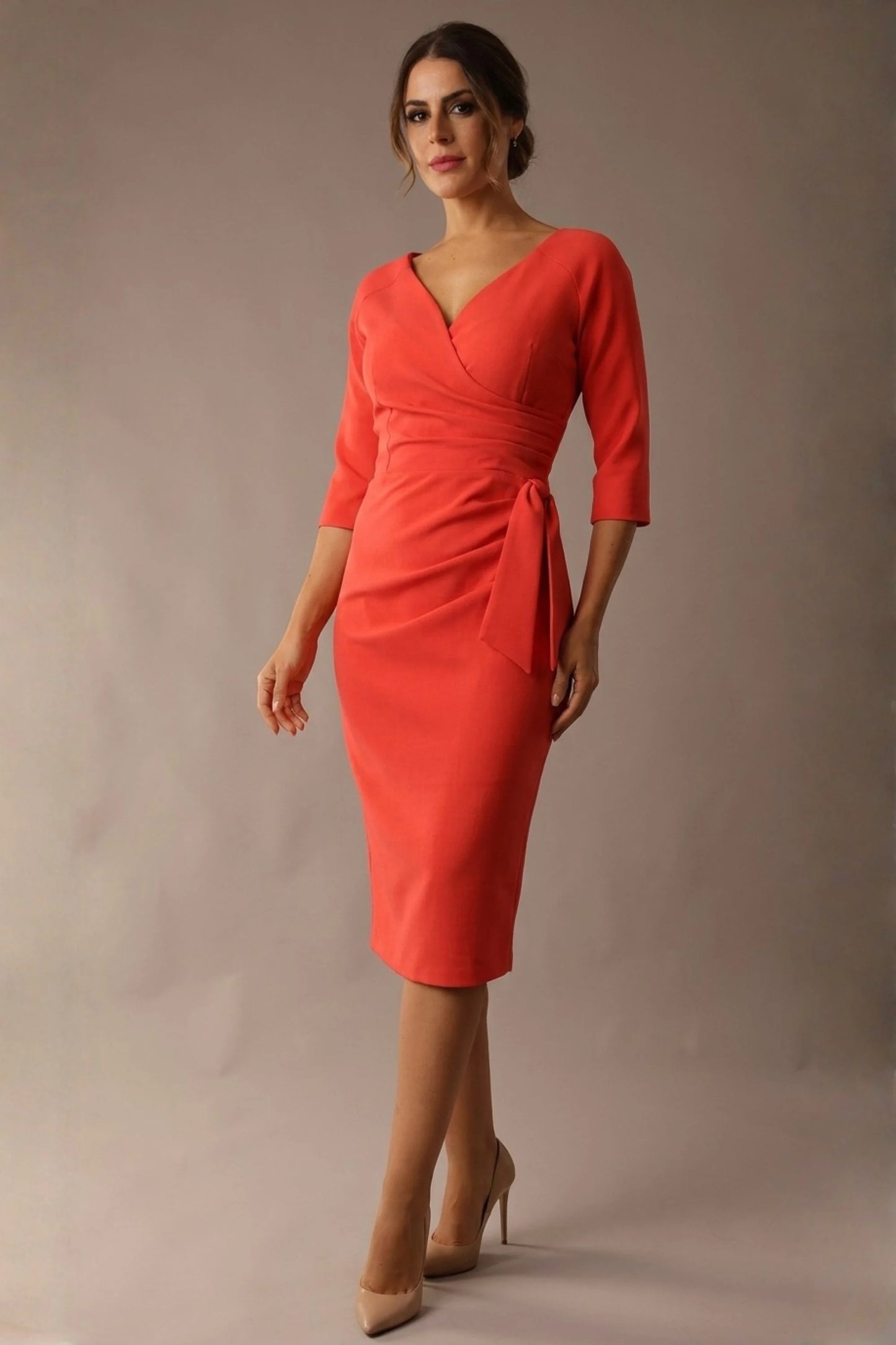 Bronwen 3/4 sleeved Tie Pencil Dress 