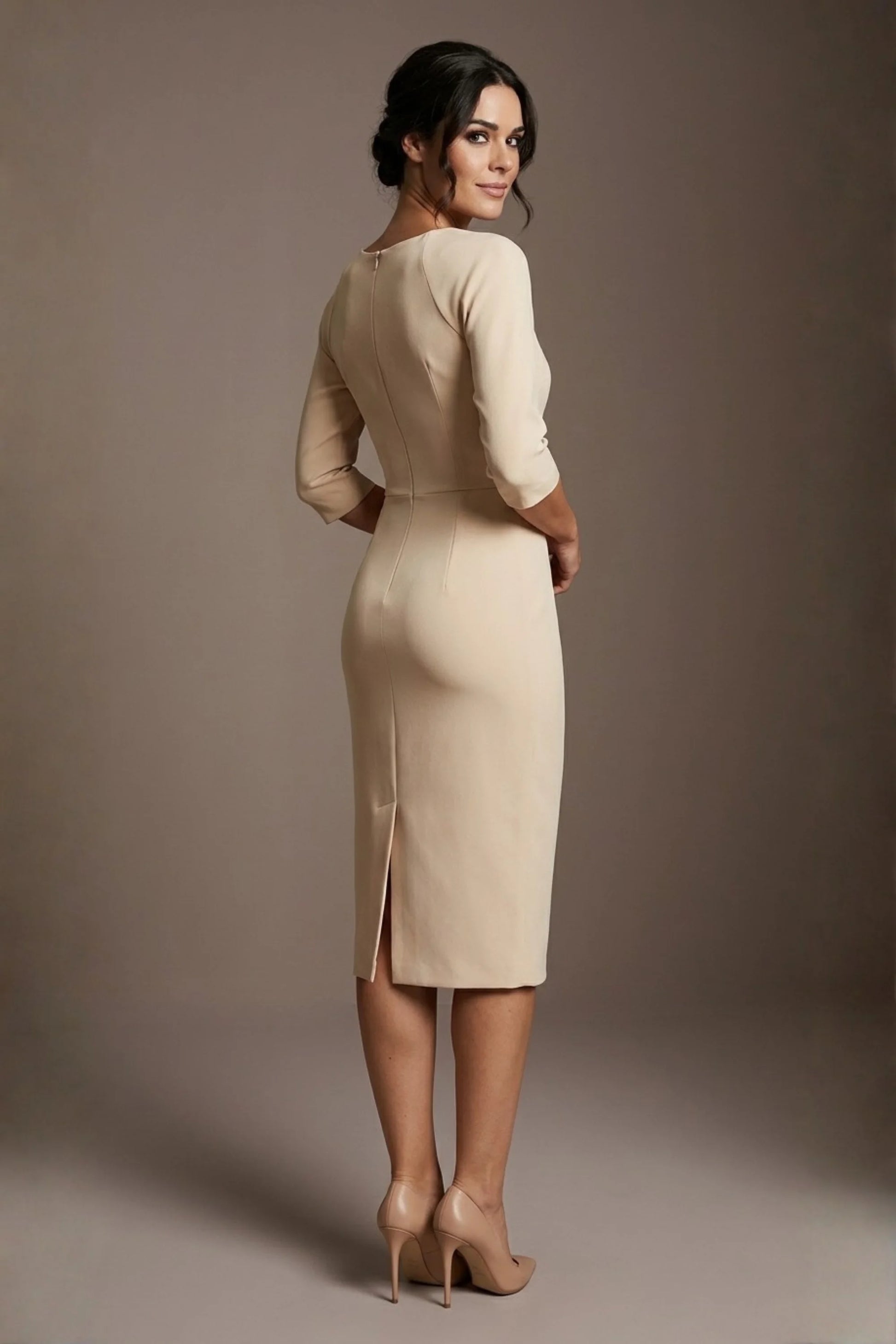 Bronwen 3/4 sleeved Tie Pencil Dress 