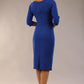 model wearon a diva catwalk Bronwen 3/4 sleeved Tie Pencil Dress in cobalt blue colour back