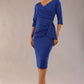 model wearon a diva catwalk Bronwen 3/4 sleeved Tie Pencil Dress in cobalt blue colour