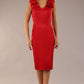 Prudence Satin Pencil Dress sleeveless and knee length with front vent in red colour