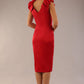 Prudence Satin Pencil Dress sleeveless and knee length with front vent in red colour