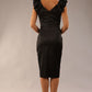 model is wearing a diva catwalk Prudence Satin Pencil Dress sleeveless and knee length with front vent in black colour back image