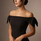 Strand Off-Shoulder Bow Tie Dress (Black)