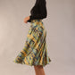 model wearing a diva catwalk Gwendolyn Midi Length Skirt in snakeskin print satin