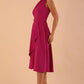 Model wearing a diva catwalk Portia One Shoulder Swing Dress in Magenta Colour