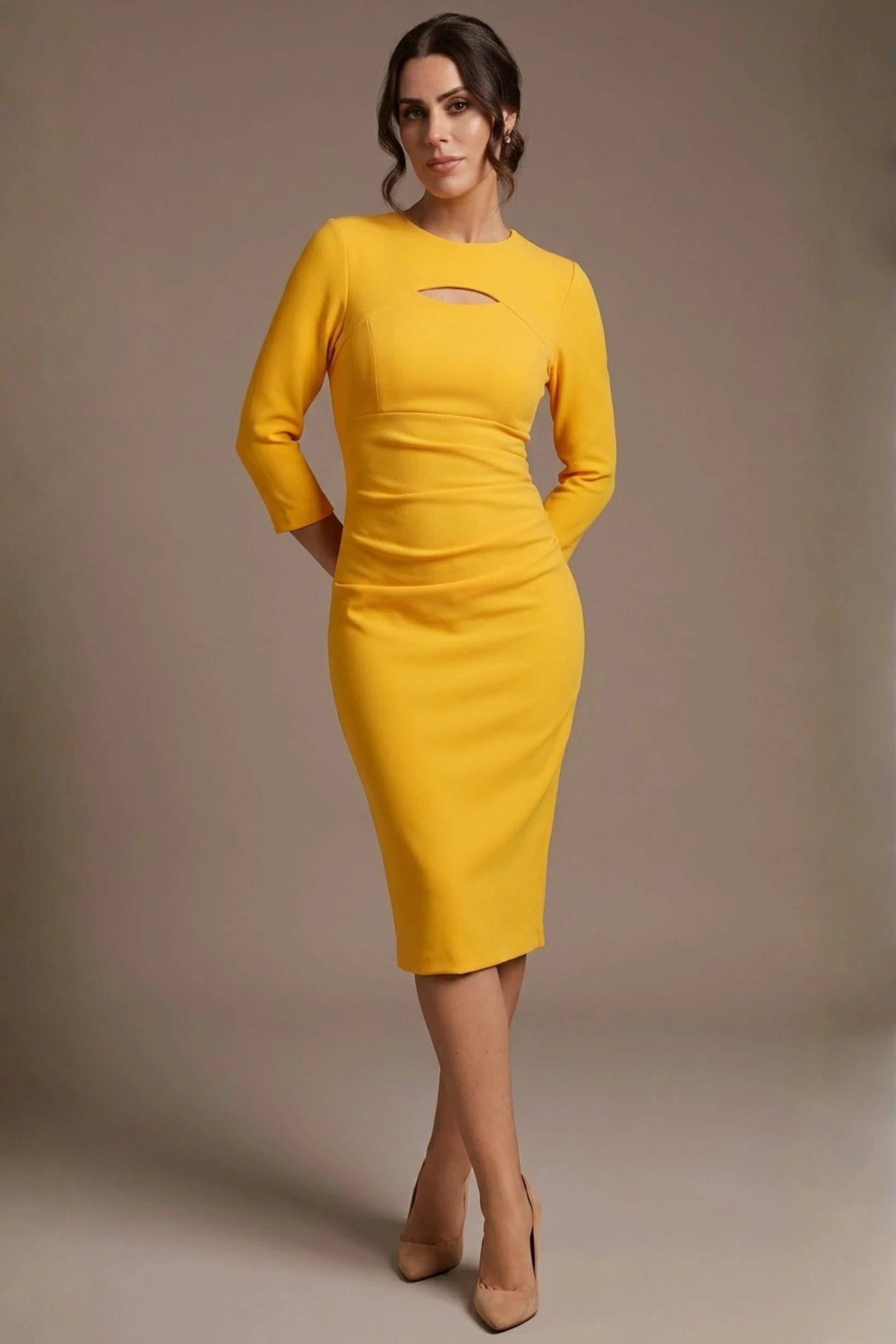 Clementine Keyhole Sleeved Pencil Dress 