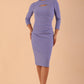 Model wearing a Clementine Keyhole Sleeved Pencil Dress in Vista Blue colour