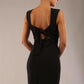 model wearing a diva catwalk Morwenna Keyhole Full Length Dress sleeveless style with keyhole detail at front in Black colour