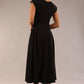 brunette model is wearing a diva catwalk Audrey Dress With Pockets sleeveless and ankle length in black colour