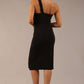 Model wearing a divacatwalk Sofia Pencil Dress knee length front side vent with diagonal halter neck in black colour back