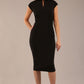 model wearing a diva catwalk Claire Cap Sleeve Pencil Dress cap sleeve with round neckline with v-slit and knee length in black colour front