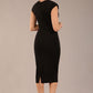 model wearing a diva catwalk Claire Cap Sleeve Pencil Dress cap sleeve with round neckline with v-slit and knee length in black colour back
