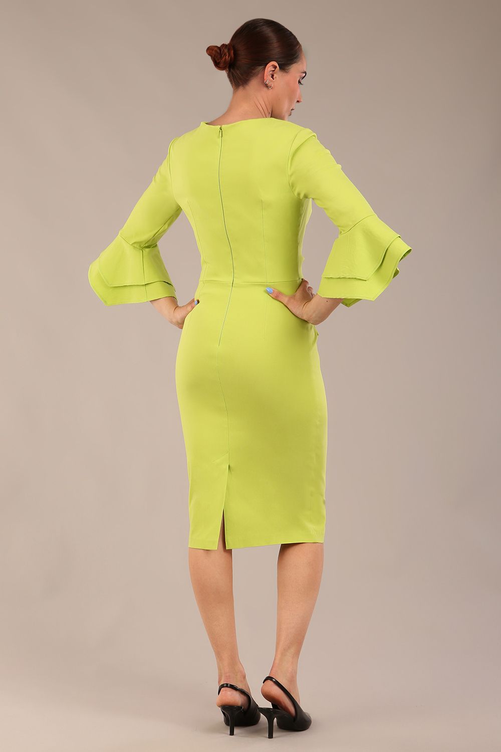 Hobson ruffled sleeves Pencil Dress