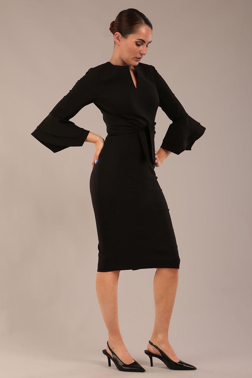 Hobson ruffled sleeves Pencil Dress