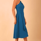 Model wearing a diva catwalk Portia One Shoulder Swing Dress in Teal Colour