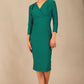 model wearing a diva catwalk V-neckline on the SEED Addison dress in pacific green (Pacific Green)