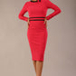 Model wearing a diva catwalk SEED Bethany dress in opera pink, showing the black contrast trim and bow detail (Opera Pink / Black)