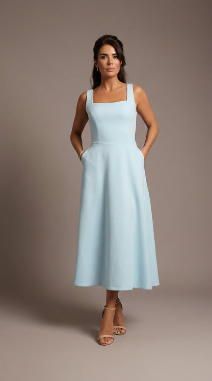 Tamsin Square Neckline A-line Dress with pockets