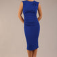 model is wearing a diva catwalk sleeveless dress with round neckline with pleating details and knee length in cobalt blue colour front
