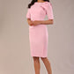 brunette model is wearing a diva catwalk Reverie Short Sleeve Stretch Pencil Dress with Bow Detail in crystal pink colour front side image 