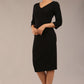 brunette model is wearing a  diva catwalk Tara V-neckline Sleeved Pencil Dress knee length in black colour front image