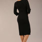 brunette model is wearing a  diva catwalk Tara V-neckline Sleeved Pencil Dress knee length in black colour back image 