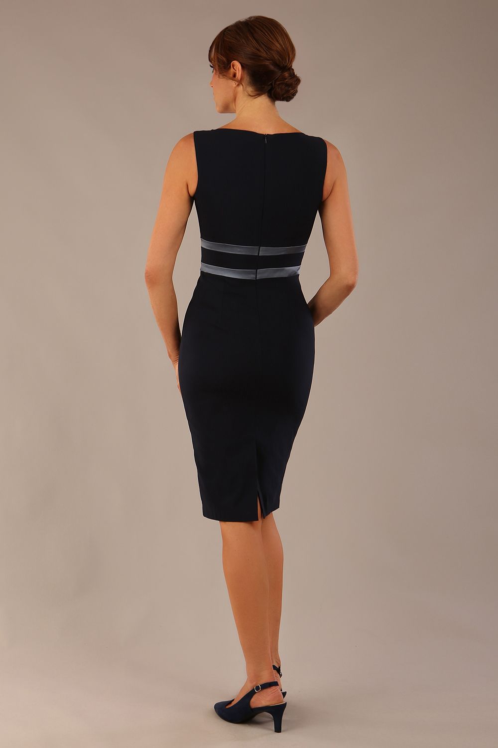 Bijou Sleeveless Bodycon Pencil Dress with Satin Detail