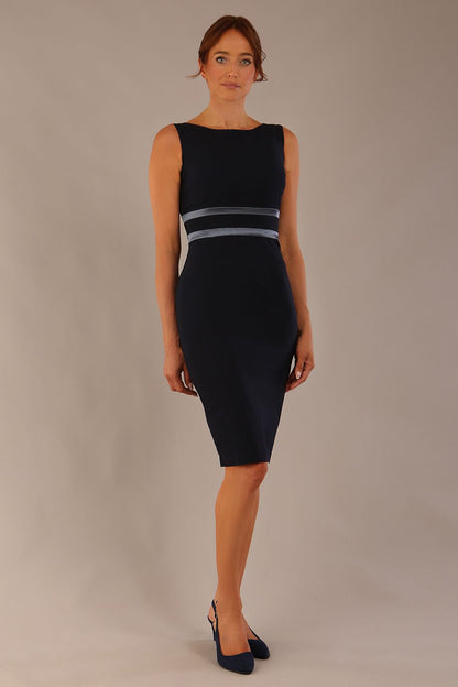Bijou Sleeveless Bodycon Pencil Dress with Satin Detail