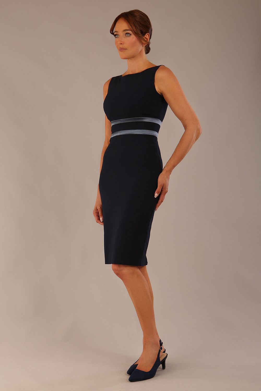 Bijou Sleeveless Bodycon Pencil Dress with Satin Detail