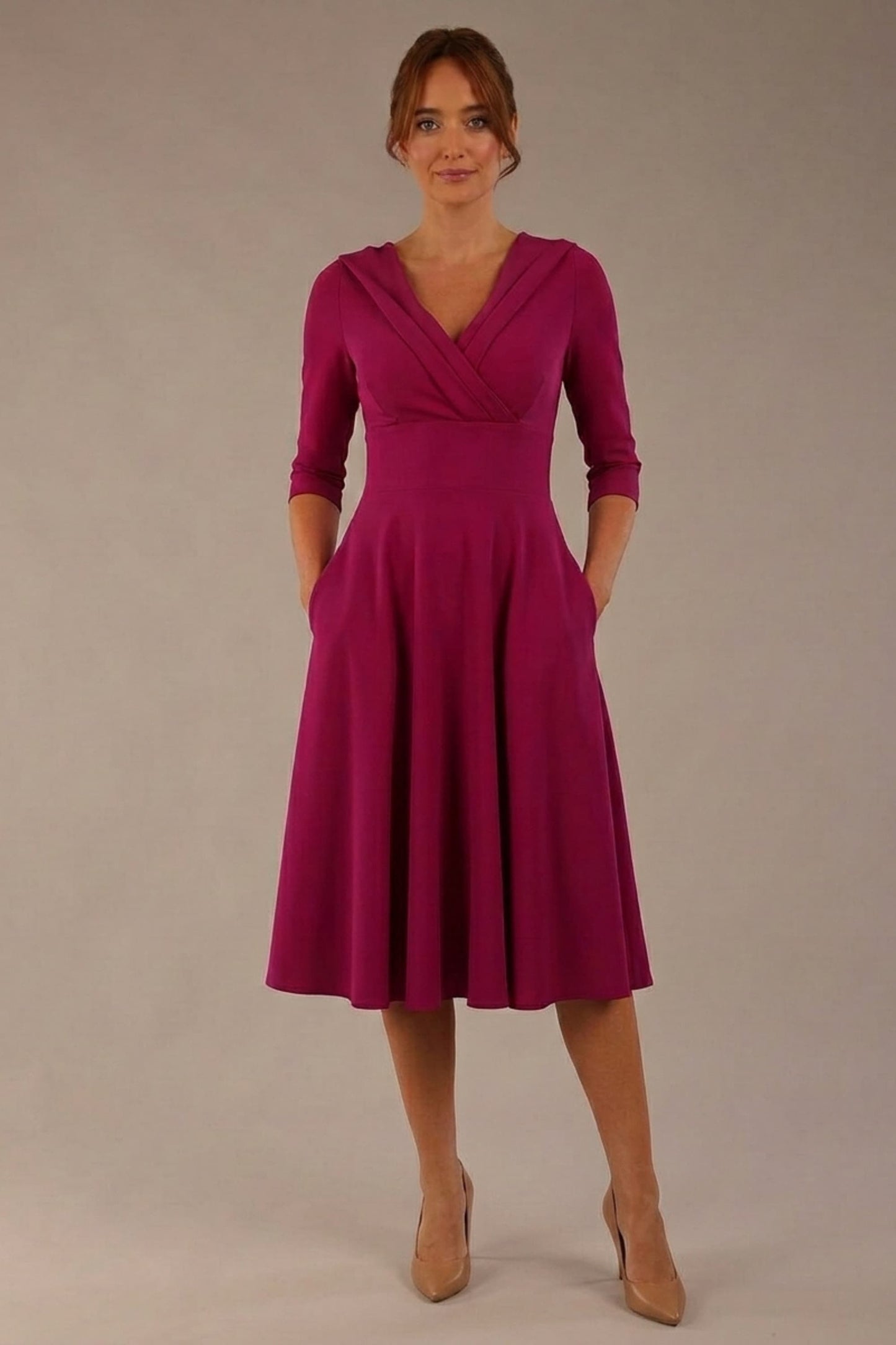 Fabienne 3/4 sleeved A-line Dress with pockets 