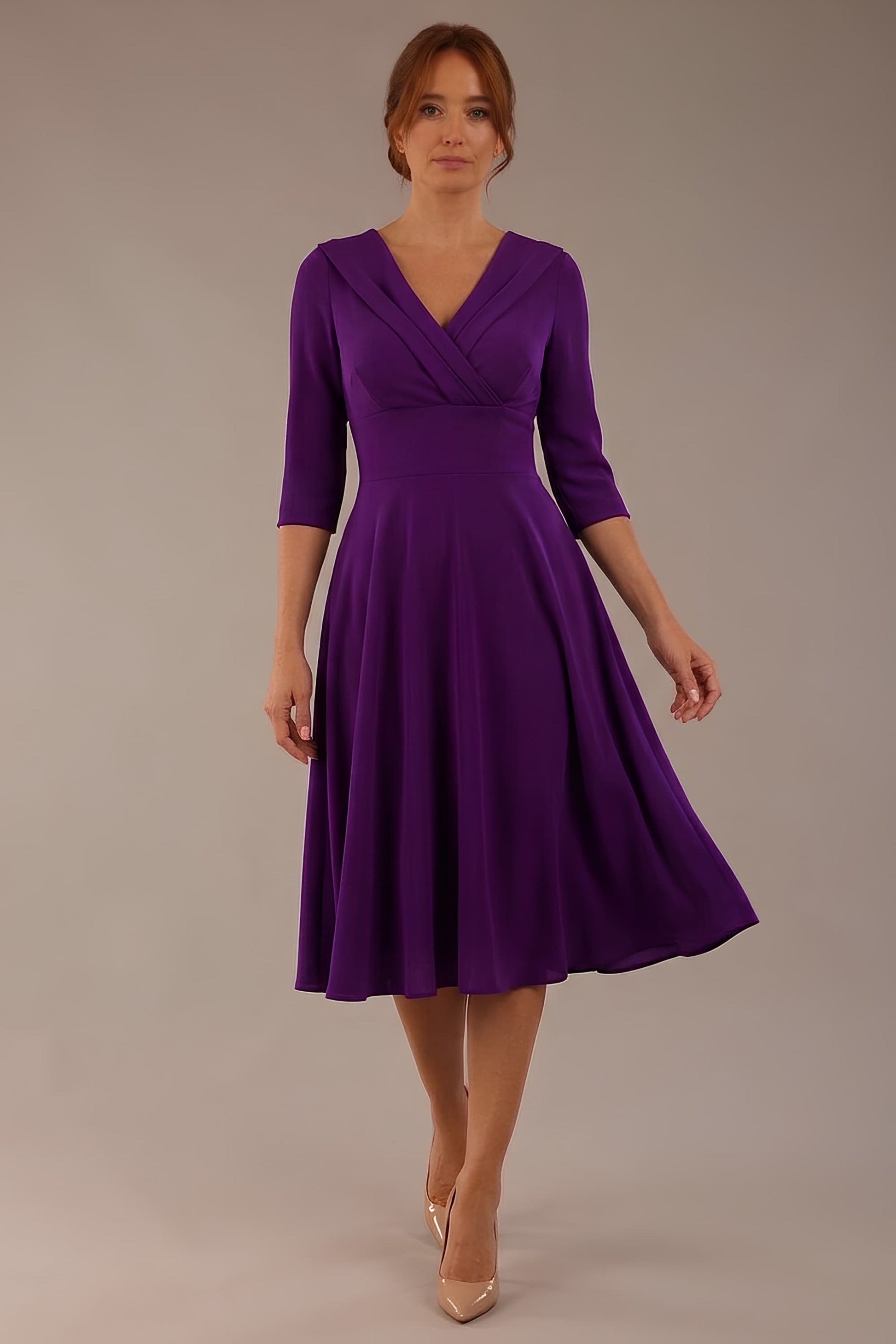 Fabienne 3/4 sleeved A-line Dress with pockets 