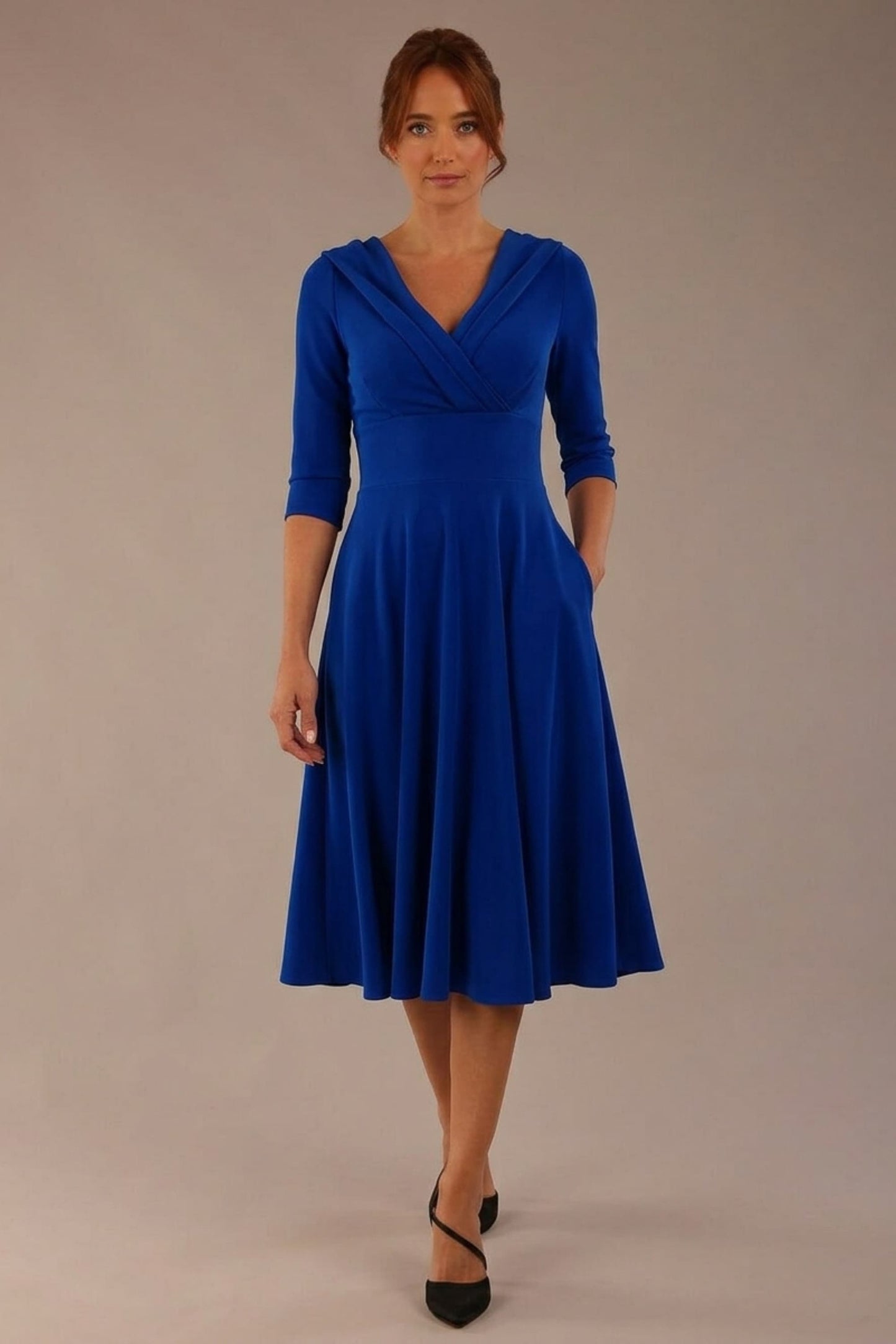 Fabienne 3/4 sleeved A-line Dress with pockets 