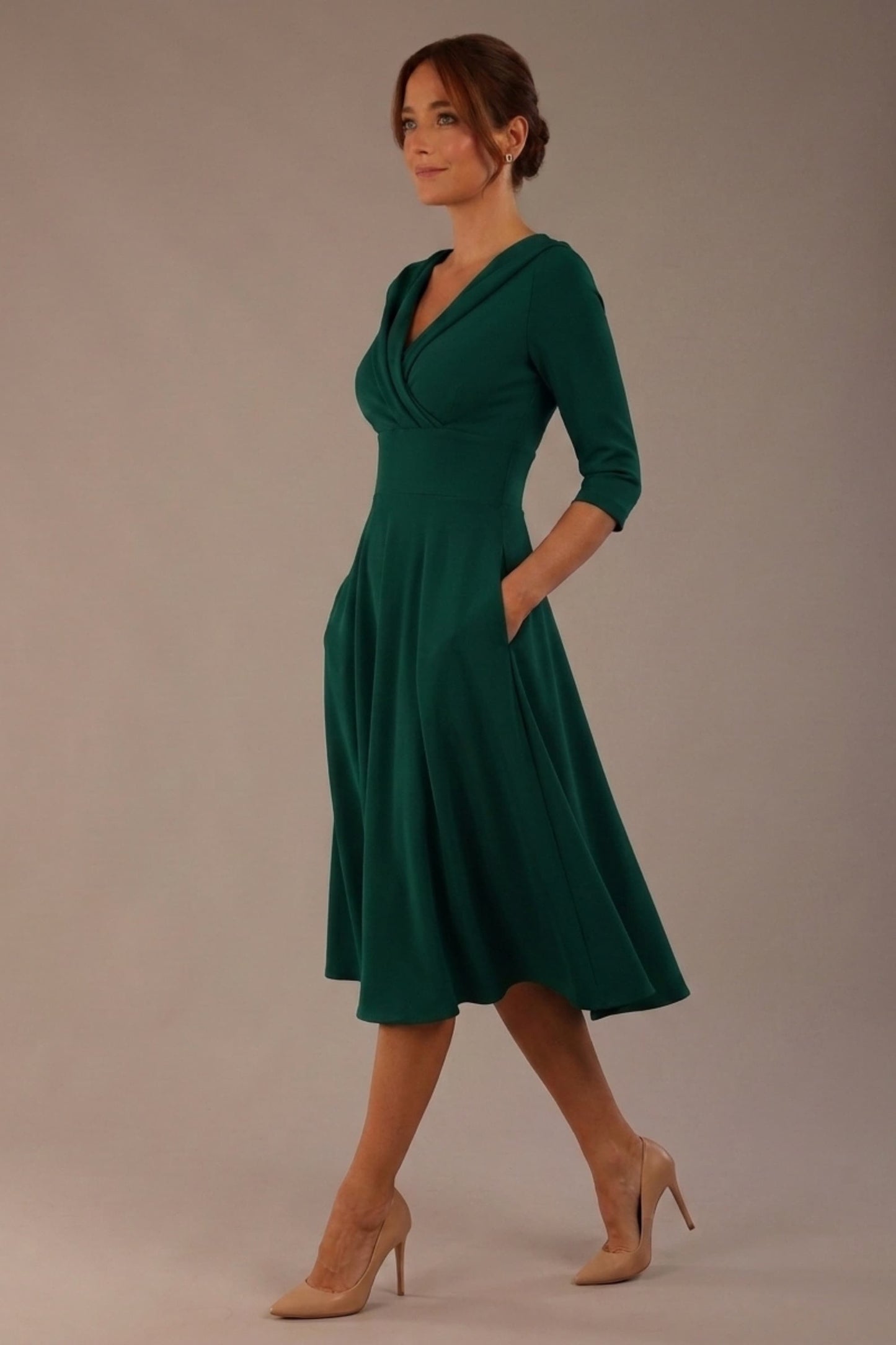 Fabienne 3/4 sleeved A-line Dress with pockets 