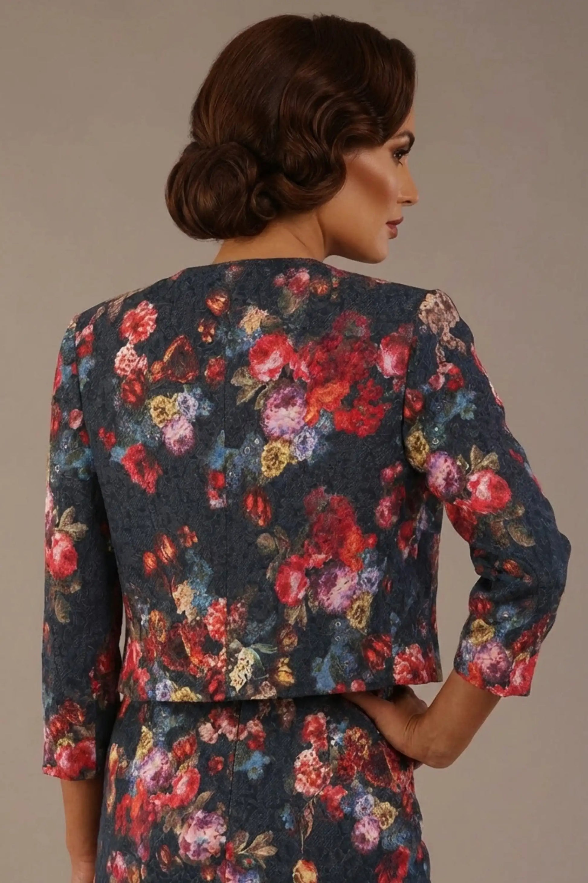 Valetta Cropped Floral Jacquard Jacket 