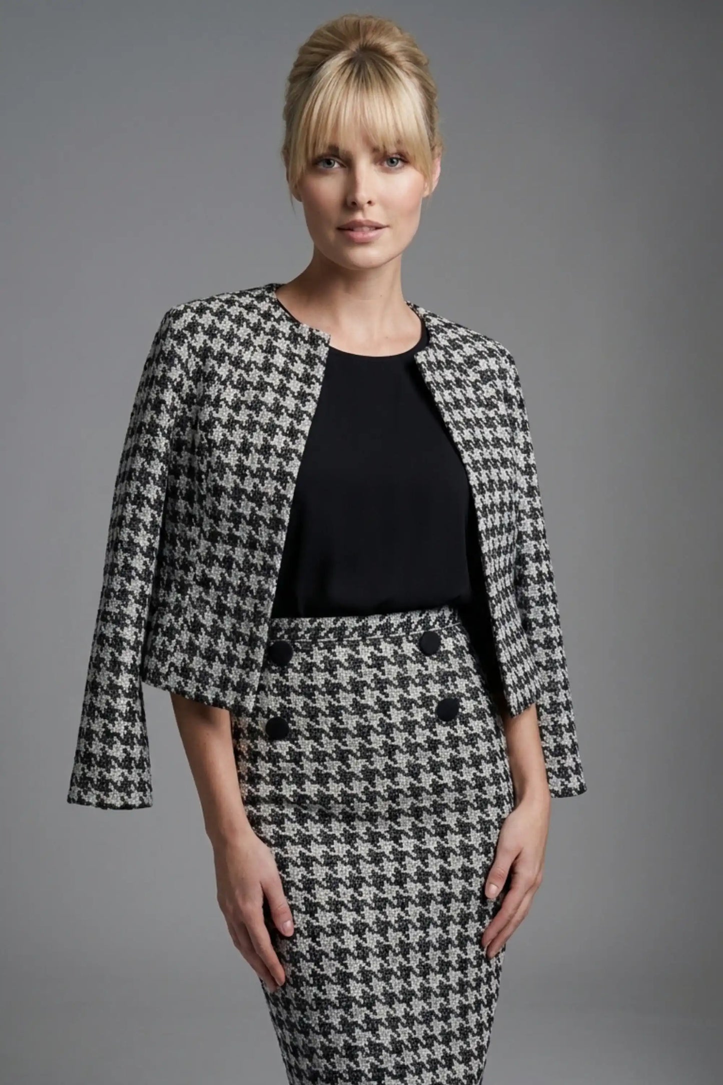 Kaira Cropped Dogtooth Stretch Jacket