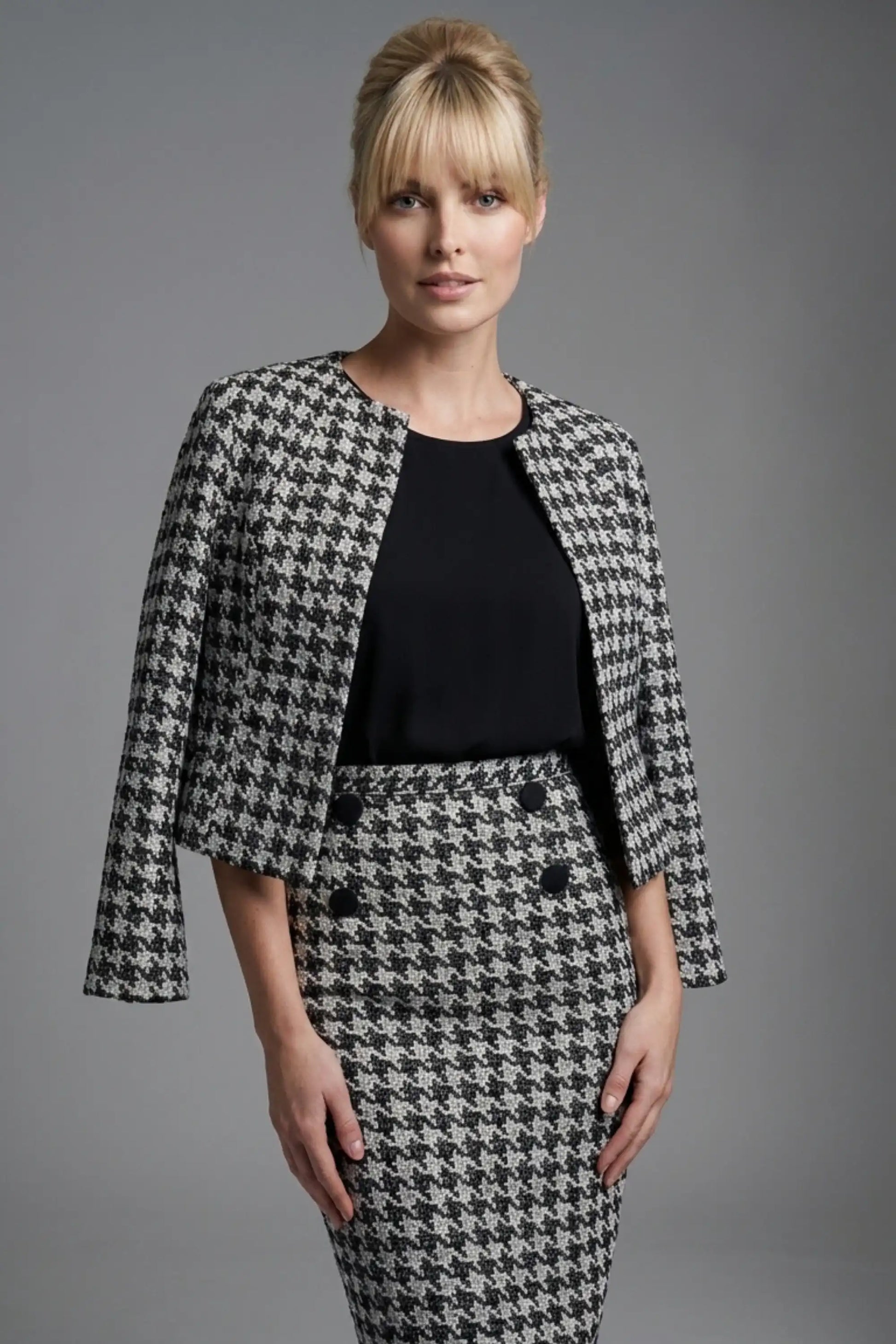Kaira Cropped Dogtooth Stretch Jacket