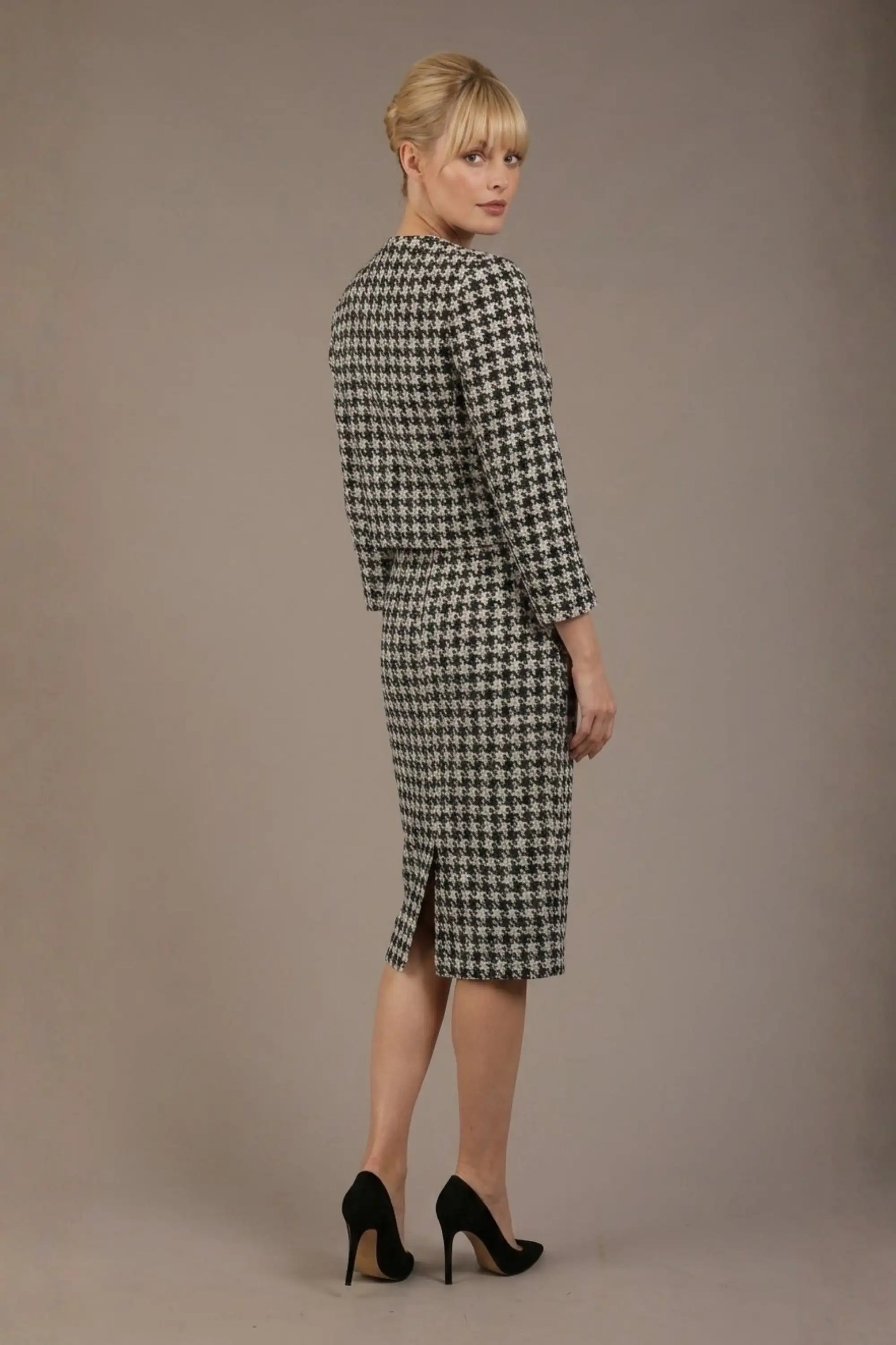 Kaira Cropped Dogtooth Stretch Jacket
