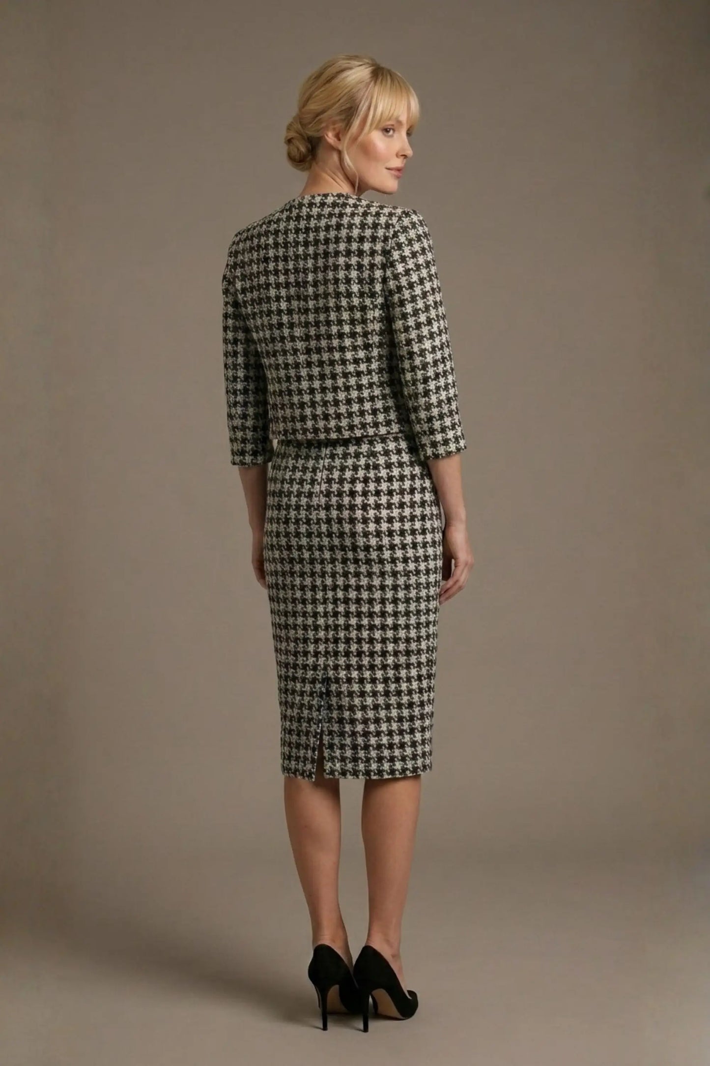 Kaira Cropped Dogtooth Stretch Jacket