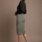 Solara Dogtooth Stretch Pencil Skirt